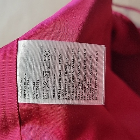 H&M Size L "Cerise" (Bright Pink) Satin Corset Top Adjustable Straps, Drape Neck - Picture 11 of 11